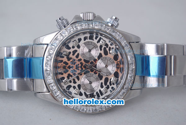 Rolex Daytona Oyster Perpetual Automatic Diamond Bezel with Leopard Print Dial and Diamond Marking - Click Image to Close
